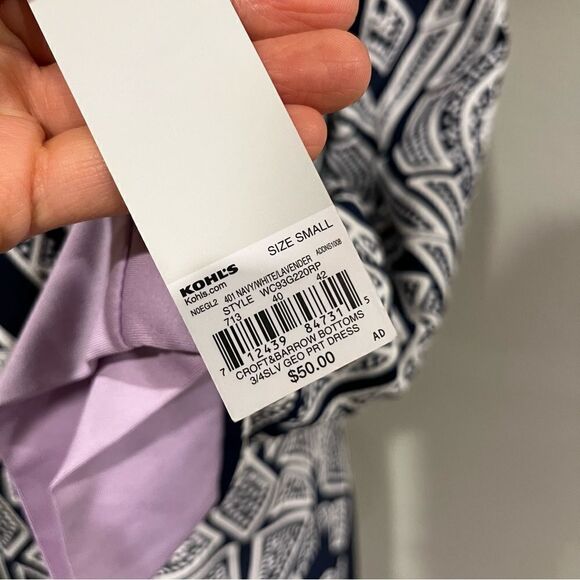 Geometrical print scoop neck shift 3/4 length sleeve dress - Picture 5 of 12